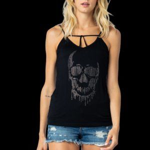 Vocal Women's  Strappy Front Sleeveless Skull Top